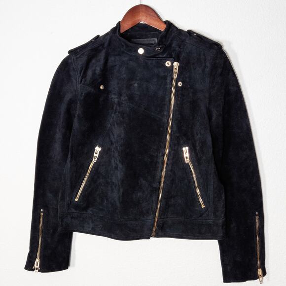 Blank NYC Jackets & Blazers - BlankNYC Women’s Suede Moto Jacket Black Gold Zips Bikercore Style Size Medium